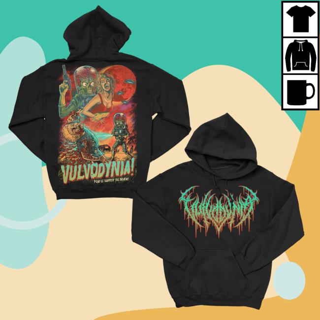 Official Indie Merch Store Vulvodynia Invaders Popover Sweatshirt Black Indiemerchstore Shop