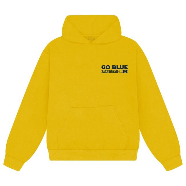 Official Zach Bryan Merch Store Shop ZB Go Blue Hoodie - Yellow