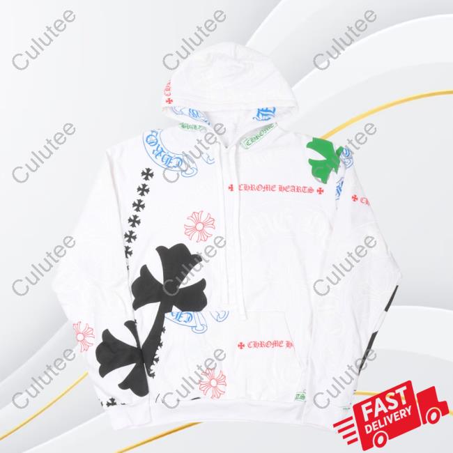 Official Justin Reed Chrome Hearts Stencil Logo Pullover Hoodie White Justinreed