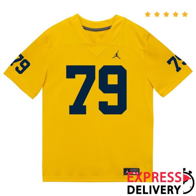 Michigan Wolverines #79 Ty Haywood Student Athlete Maize Football Jersey Hot Shirt The M Den Shop Official