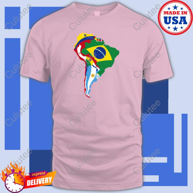 South America Flag Map Tee Shirt