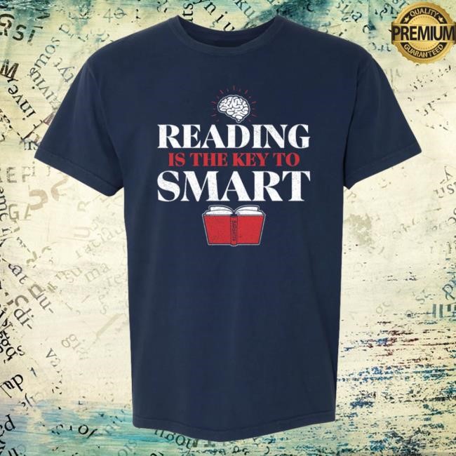 Official Nate Bargatze Merch Reading is the Key To Smart Navy Tee