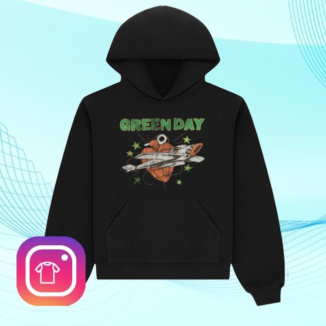 Green Day Merch Airplane Heart Grenade Tour Long Sleeve Hoodie – Green Day Band Store