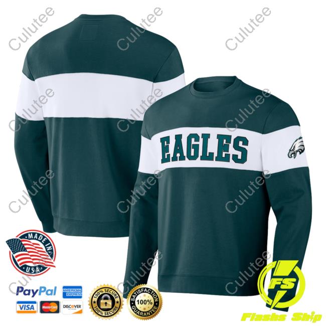 Official PhiladelphiaEagles Clothing Merch Store Shop Darius Rucker Collection By Fanatics Midnight Green Philadelphia Eagles Team Color & White Crew neck Sweatshirt