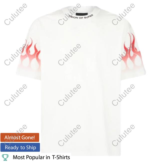 Official Vision Of Super White Shirts With Red Gradient Flames