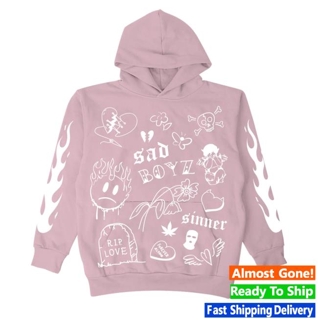 Official Sad Boyz Merch No Love Light Pink Hoodie