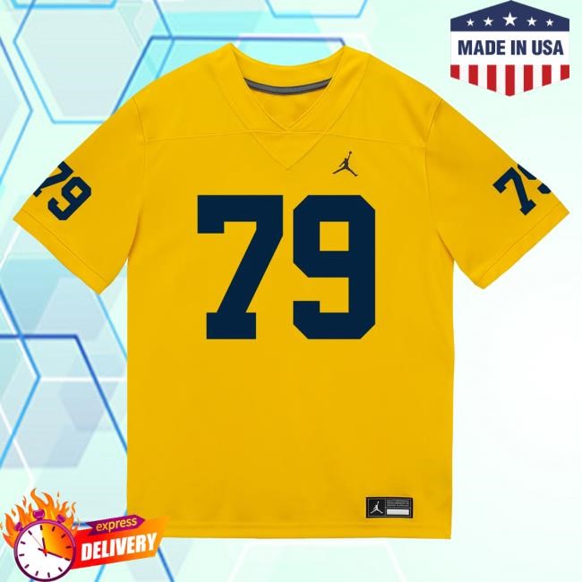 The M Den Michigan Wolverines #79 Ty Haywood Student Athlete Maize Football Jersey Hot Shirt