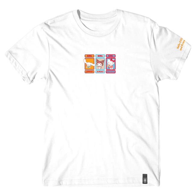 Official Sanrio Apparel Clothing Kuromi Merch Hello Kitty And Friends X Girl White Trio Hot Shirt (Woodland Wonder) Sanrio Shop Store