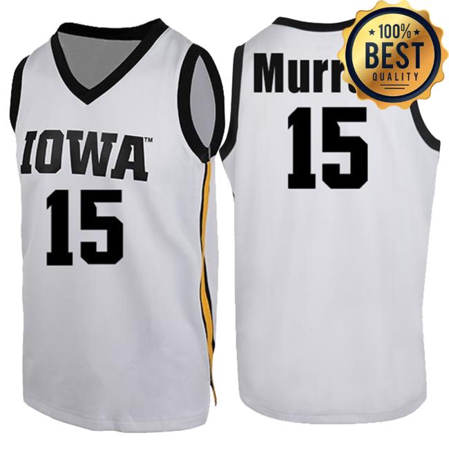 Official Iowa Hawkeyes Merch Store Iowa Hawkeyes Murray #15 White Jersey Tees Iowa Hawkeyes Apparel Clothing Shop