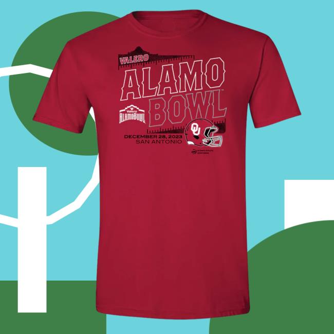 Official Alamo Bowl Merch 2023 Valero Alamo Bowl Oklahoma Tee