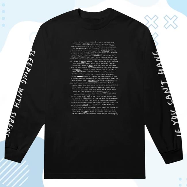 Official Sleeping With Sirens Merch Lyrics Black Long Sleeve Tees