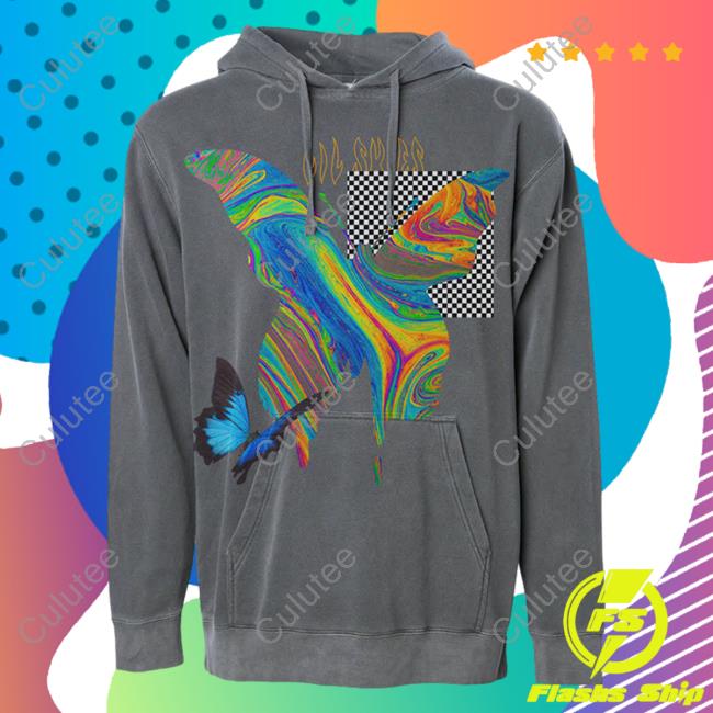 Official Lil Skies Clothing Store Shop 3D Butterfly Garment Dyed Hoodies Lilskies Merch