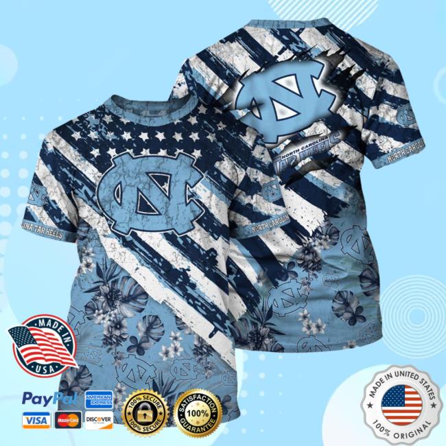 Banantees North Carolina Tar Heels Tropical Flower Style And Flag All Over Printed 3D Shirts
