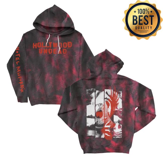 Hollywood Undead Merch Hk Evil Skull Black Red Crystal Dye Long Sleeve Shirt
