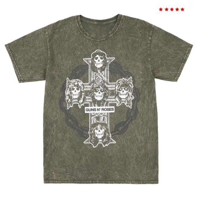 Official Gnr Merch Store Appetite For Destruction Cross And Chain Shirt Gnrmerch