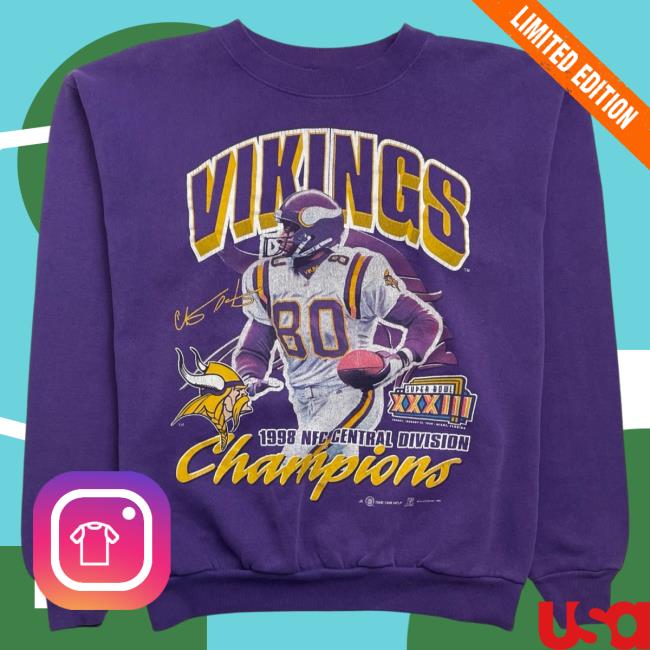Official Shop Demand Vintage '98 Minnesota Vikings Champions Long Sleeve Tees Purple Shopdemand