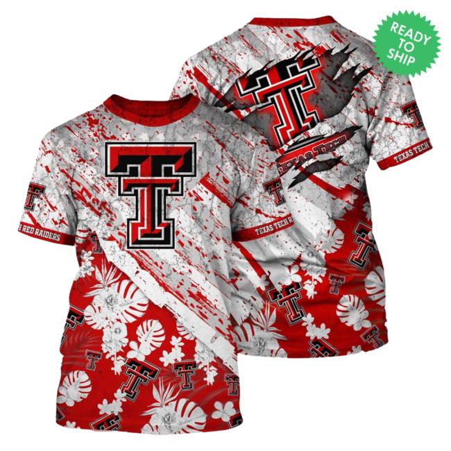 Banantees Texas Tech Red Raiders Tropical Flower Style And Flag All Over Printed 3D Sweatshirt