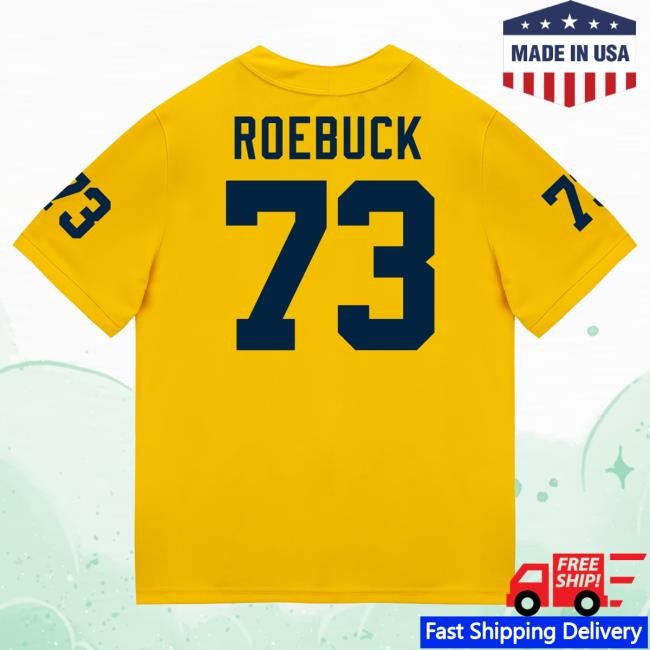 Michigan Wolverines #73 Ben Roebuck Student Athlete Maize Football Jersey Tshirt The M Den Shop