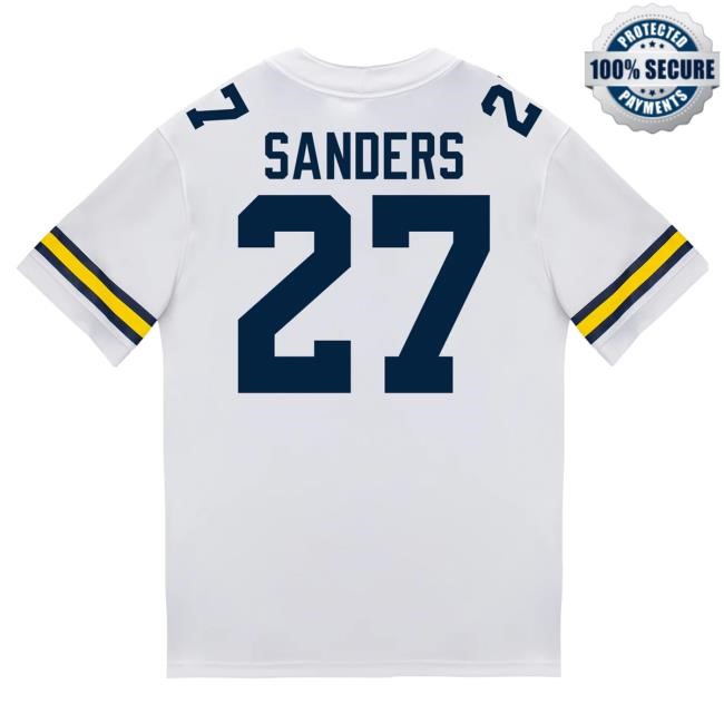 Michigan Wolverines #27 Jayden Sanders Student Athlete White Football Jersey Shirts The M Den Shop Official