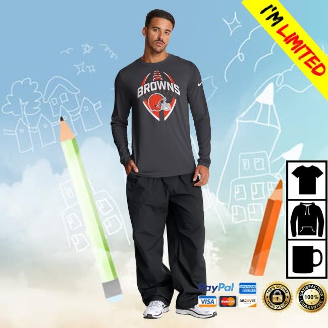 Official Men's Nike Anthracite Cleveland Browns Primetime Legend Icon Long Sleeve New Shirt