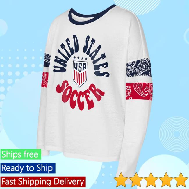 Official Uswnt Merch Store Uswnt Girls USWNT Outerstuff Knockout White Long Sleeve New Shirt Uswnt Apparel Clothing Shop