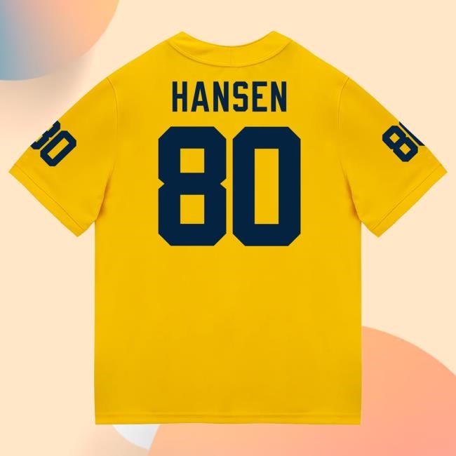 Official The M Den Michigan Wolverines #80 Hogan Hansen Student Athlete Maize Football Jersey Tees