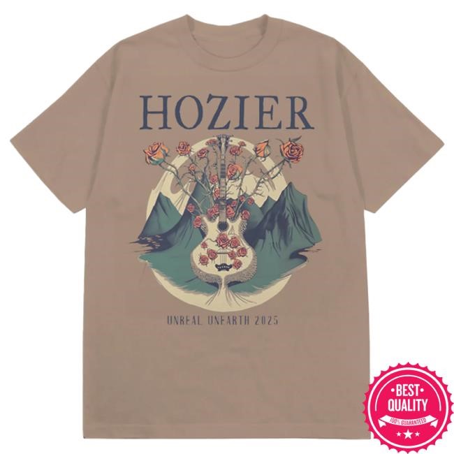 Official Hozier Merch Unreal Unearth 2025 Guitar Tour Tshirt