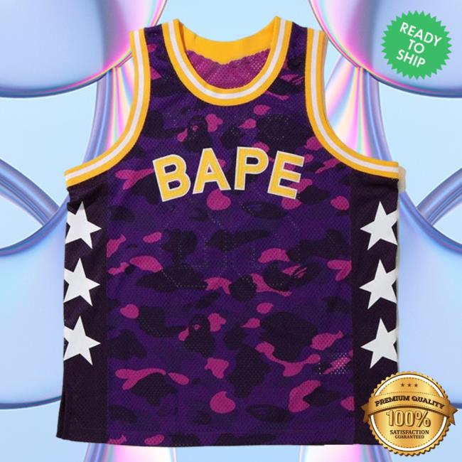 Official Fresh Society Bape Color Camo Basketball Jersey Tank Top - Purple Tshirt