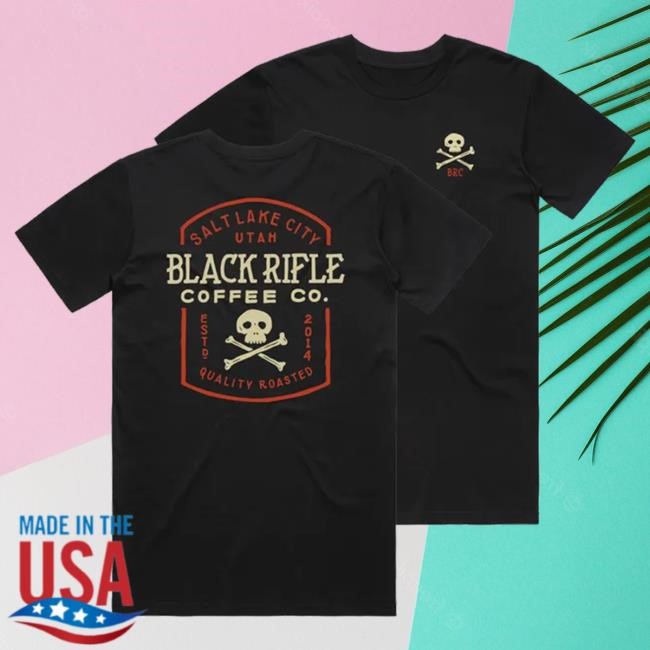 Official Black Rifle Coffee Store Shop Jolly Roger Cross Bones Tee