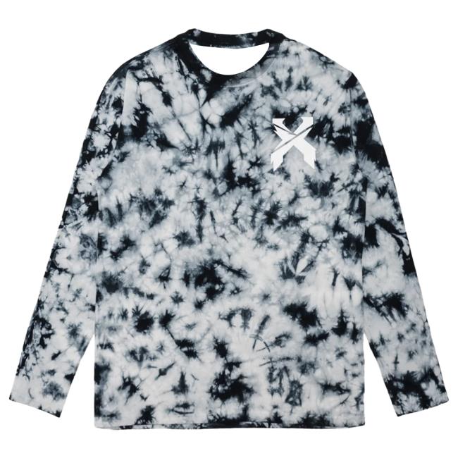 Official Excision Merch Sliced Logo Tie Dye Long Sleeve Tshirt (Black/White)