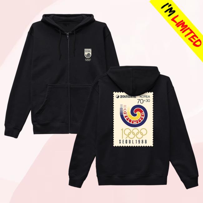 Official Kore Limited Merch Store KoreLimited Seoul Olympic Stamp Zip UpPopover Sweatshirt (Black) Kore Limited Apparel Clothing Shop