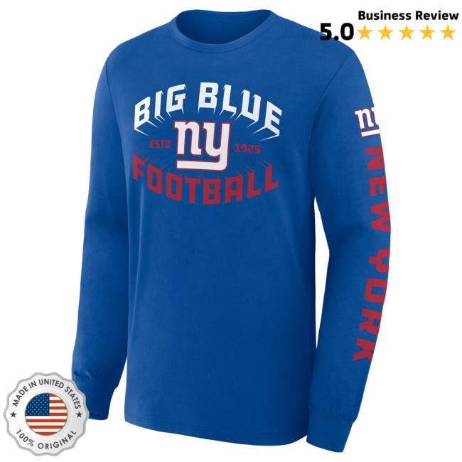 Official New York Giants Apparel Men's Fanatics Royal New York Giants Hometown Sweep Legacy LongSleeve NewYorkGiants