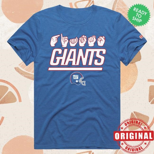 Official New York Giants Bulls Shop Unisex Homage Royal New York Giants NFL ASL Collection by Love Sign New Shirt NewYorkGiants