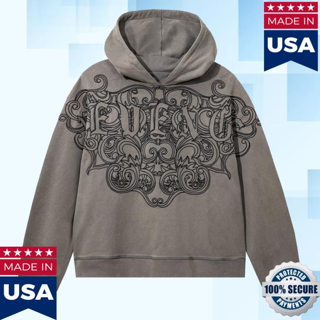 Official 999 Club Juice Wrld Merch Store Revenge Crest Crew Distressed Grey 999Club Clothing JuiceWrld