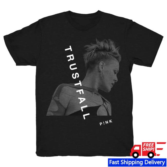 Official Pink Merch P!NK TRUSTFALL Black Top Shirt