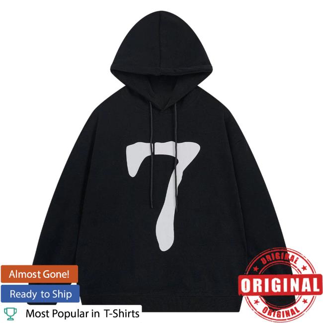 Official Aelfric Eden Clothing Merch Store Aelfric Eden Number Seven Print Attractive Hoodie Black AelfricEden