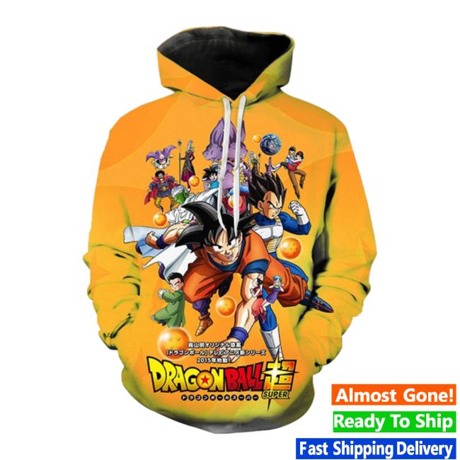 Destroyed SS Yellow Goku Hooded Sweatshirt 3D Printed Unisex