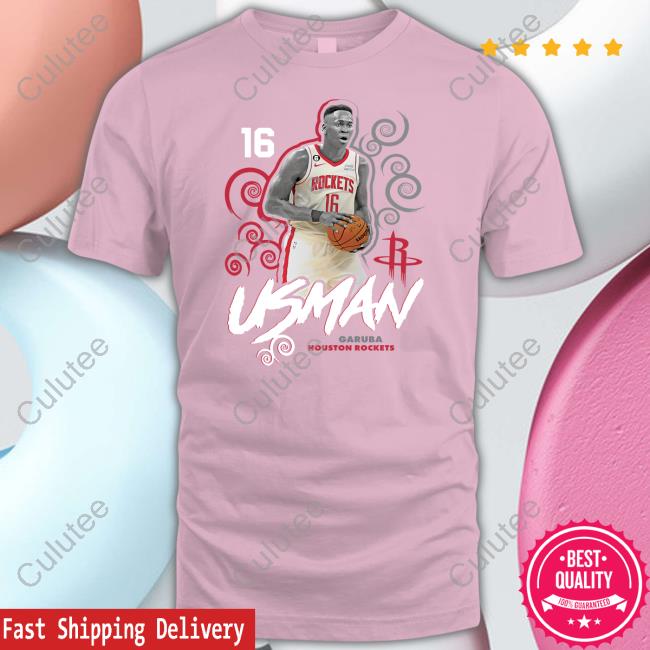 Official Fanatics Merch Usman Garuba Houston Rockets Player Name & Number Competitor T-Shirt Usman Garuba Houston Rockets T Shirt