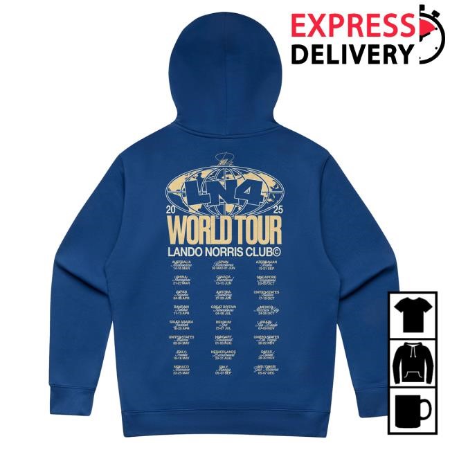Official Lando Norris Merch Store Shop World Tour Pullover Hoodie - Cobalt