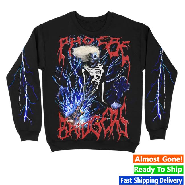 Official Phoebe Bridgers Merch Guitar Smash Black Long Sleeve T Shirt