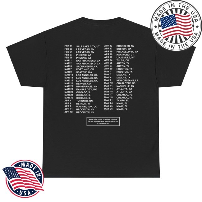 Most Wanted Tour - Gracias Por Nada Tour Dates Bad Bunny Merch Shirt