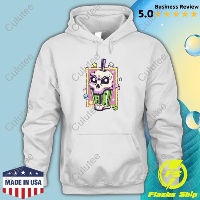 Official Kawaii Creepy Skull Boba Bubble Tea Pastel Goth Va T-Shirt