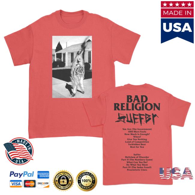 Official Kings Road Merch Store Bad Religion Suffer Tracklist Shirt 2024 (Red) BadReligion Kings Road Shop