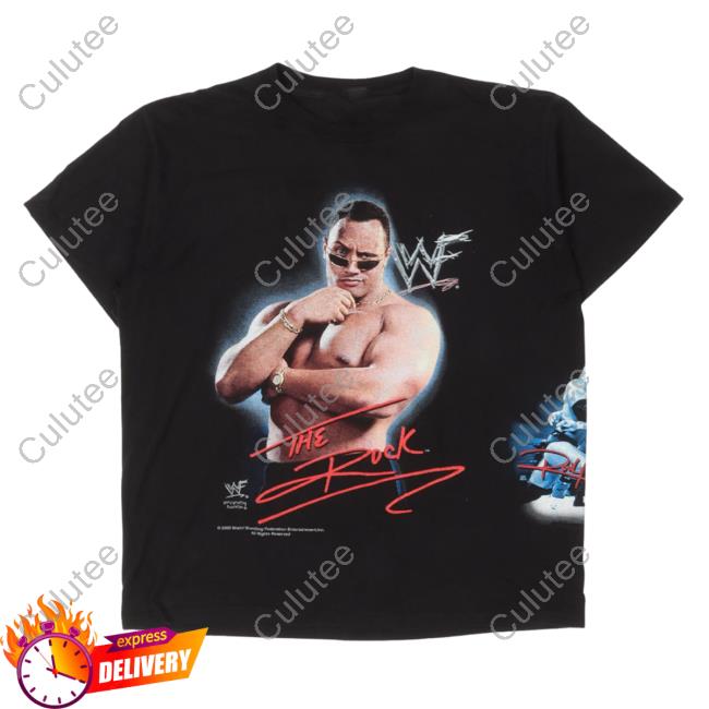 Official Justin Reed Vintage WWF The Rock Tshirt Black Justinreed