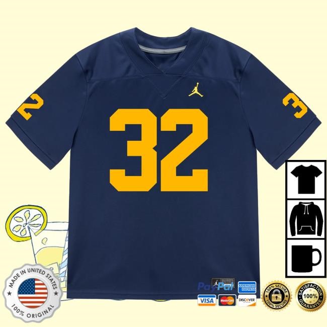 The M Den Michigan Wolverines #32 Jeremiah Lowe Student Athlete Blue Football Jersey New Shirt