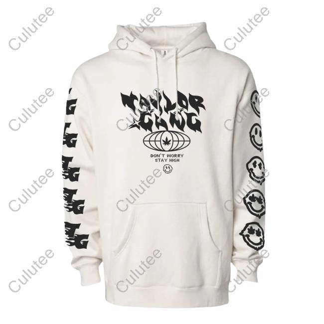 Official Taylor Gang Clothing Store Don't Worry, Stay High Pullover Sweatshirt White Taylorgang Merch