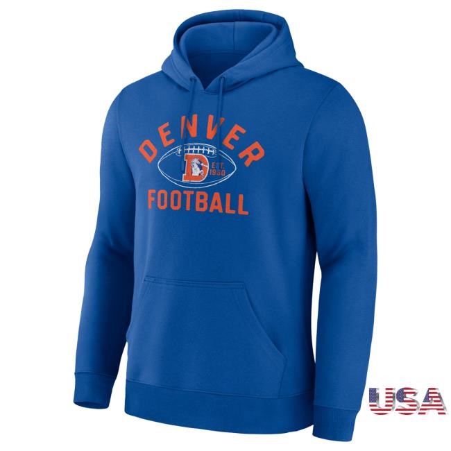 Official Denver Broncos Merch Men's Fanatics Royal Denver Broncos Fumblerooski Legacy Attractive Hoodie DenverBroncos