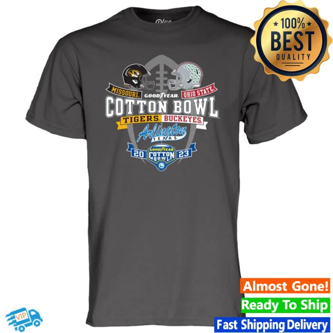 Mizzou Cotton Bowl Merch Mizzou Tigers Step Ahead Mizzou Vs Ohio State Two Team Grey Tee