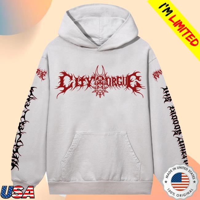 Official City Morgue Merch Revenge X City Morgue Metal Tour Pullover Hoodie Cement/Red City Morgue Clothing