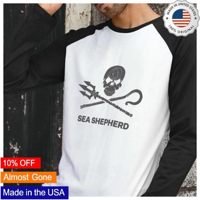 Official Sea Shepherd Store Jolly Roger Baseball Long Sleeve Tshirt